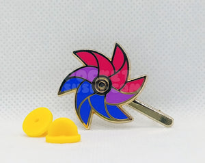 Bisexual Pride Spinning Pinwheel Enamel Pin