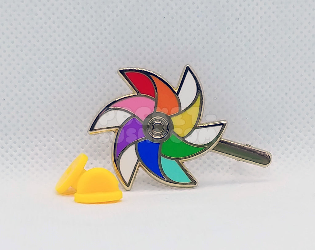 LGBTQ+ Pride (Gilbert Baker 1978 version) Spinning Pinwheel Enamel Pin