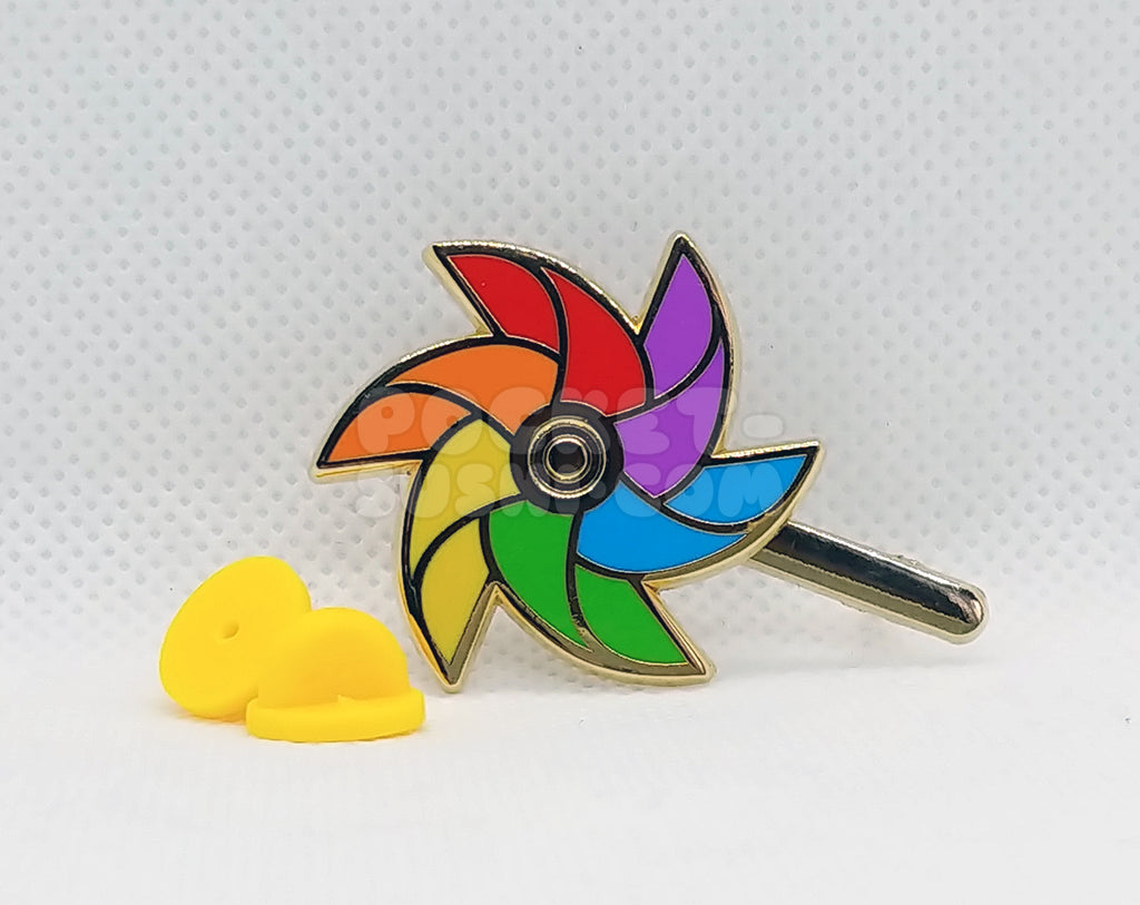 Gay Pride Spinning Pinwheel Enamel Pin