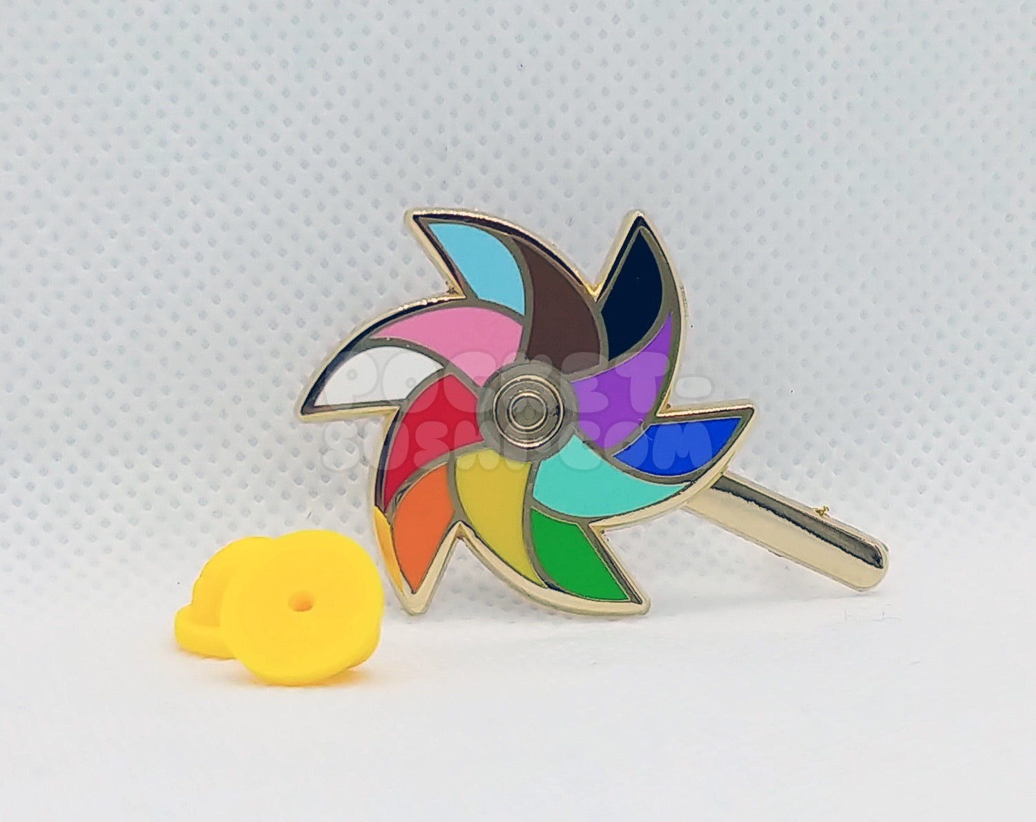 LGBTQ+ Pride (Daniel Quasar "Progress" version) Spinning Pinwheel Enamel Pin